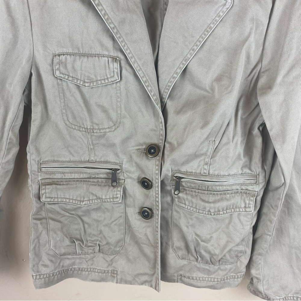 The Limited Tan Cargo Utility Blazer Jacket Womens size Medium Y2K - Picture 3 of 8